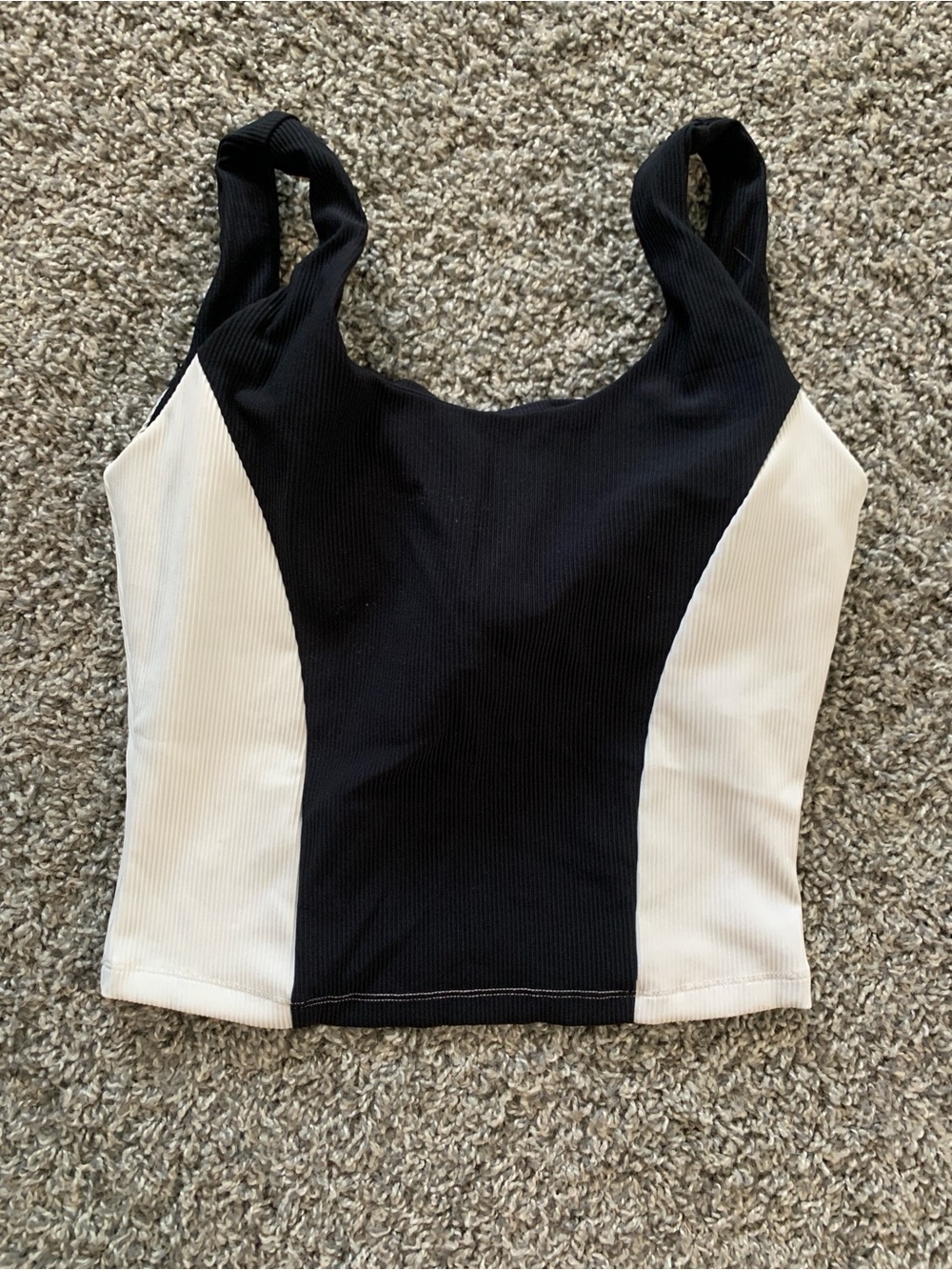Zyia Women’s Black & White Colorblock Ribbed Tank - Casual Crop